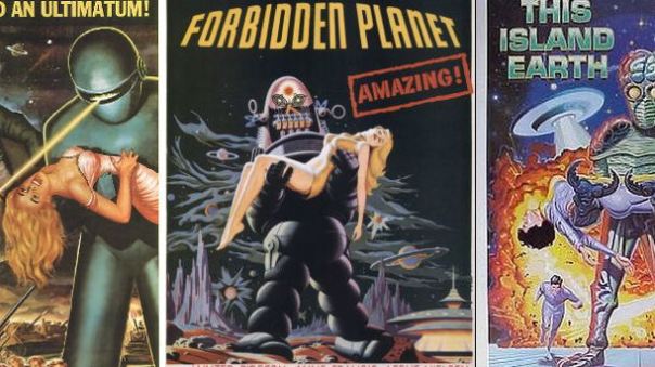 Montage of three sci-fi posters.