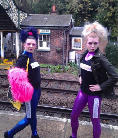 Brundall station, 7am.  If you look closely you can see a horrified station manager peeping out of the net curtain behind us.