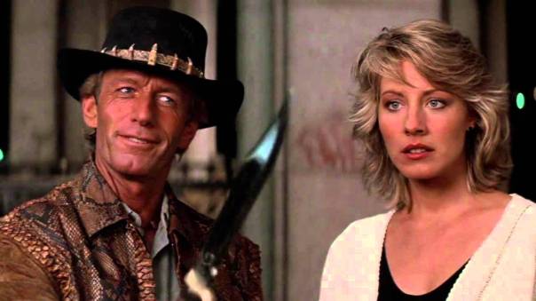 Paul Hogan and Linda Kozlovski in Crocodile Dundee